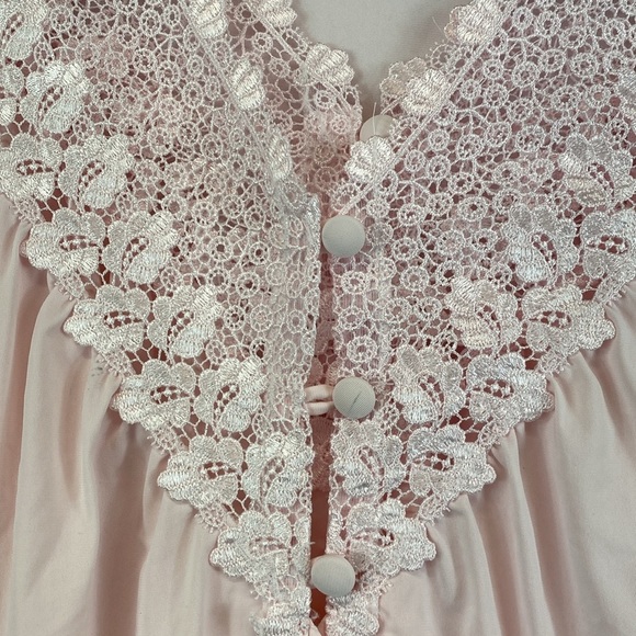 Vintage Shadowline nylon top and robe set no pants size M blush pink lace - Picture 5 of 14